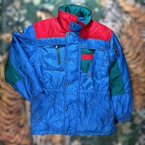 Vintage 90s Descents Ski Jacket Full Zip Coat Outdoor Parka Large Blue Medium